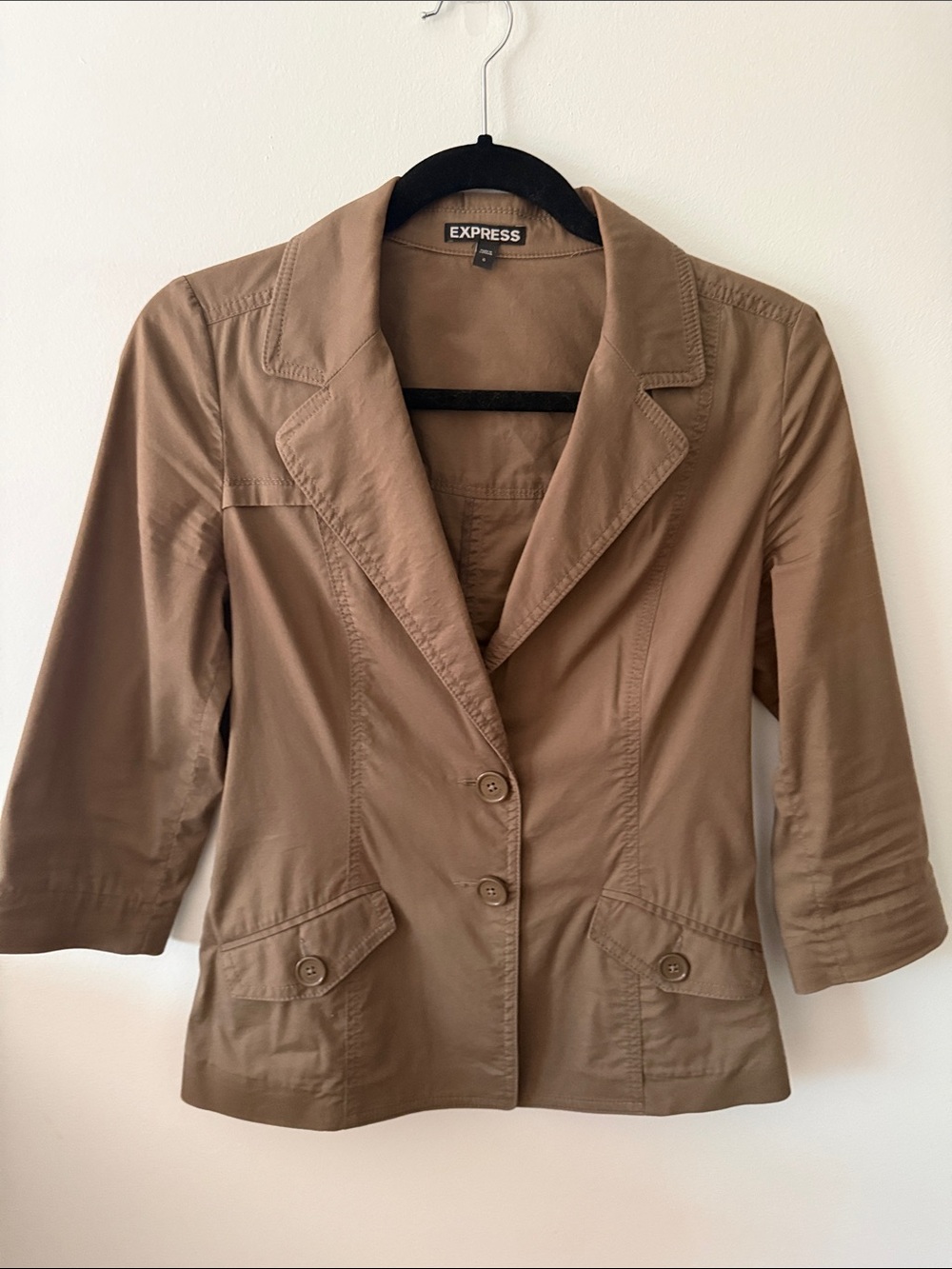 Express Women's Army Green Tailored Button-Front Blazer